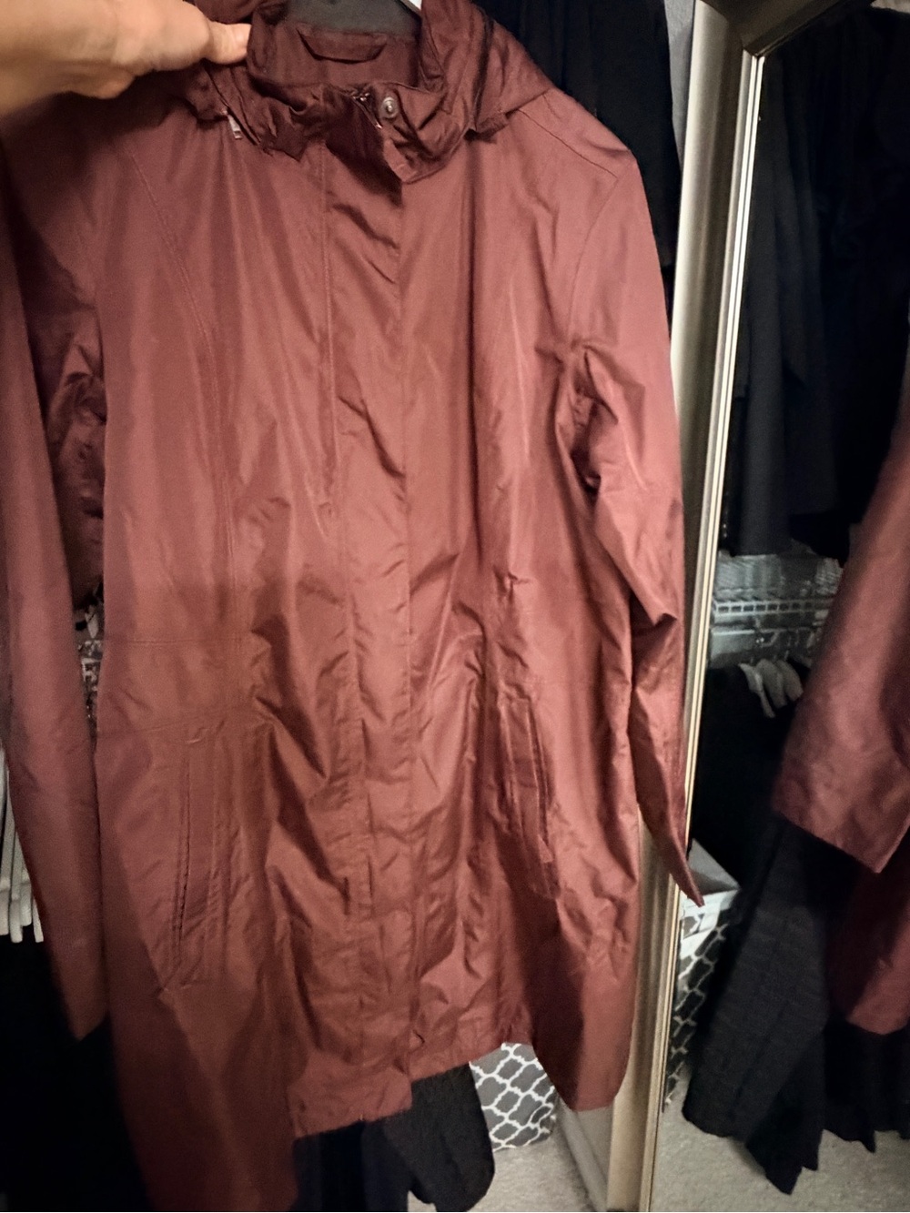 Eddie Bauer Women's Maroon Hooded Trench Coat- GIRL ON THE GO RAINCOAT TRENCH - Picture 10 of 11